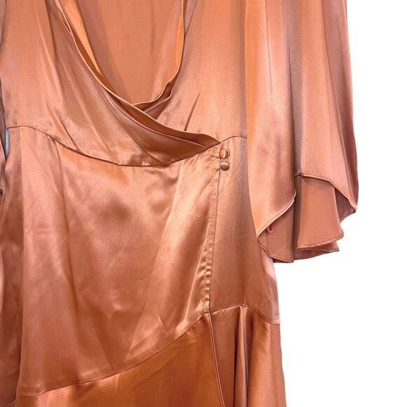 NWT Free People Strike a Pose Feminine Romantic Silk Dress Perpetual Sunset 0 - Picture 4 of 13
